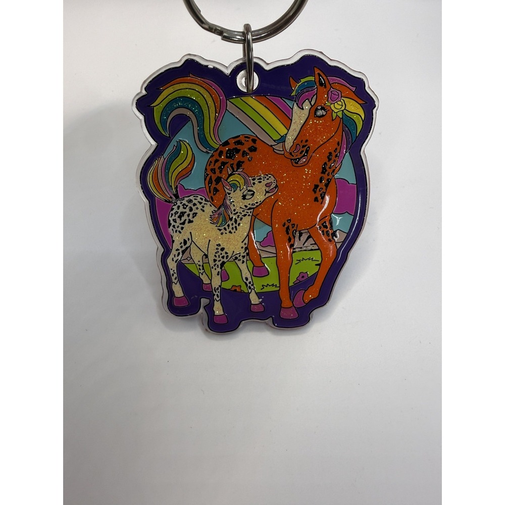 Lisa Frank Rainbow Chaser And Lollipop Horse Glitter Keychain Vintage 90s